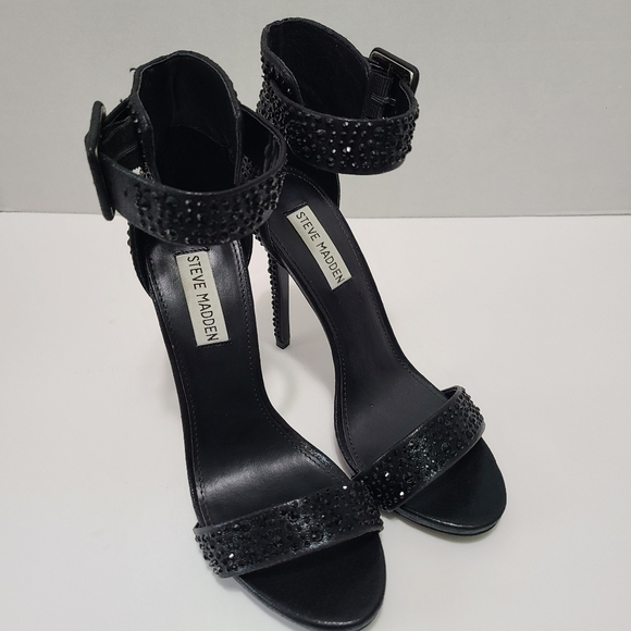 Steve‎ Madden Maryland Black Rhinestone Crystal Sandals 8M - Picture 1 of 8